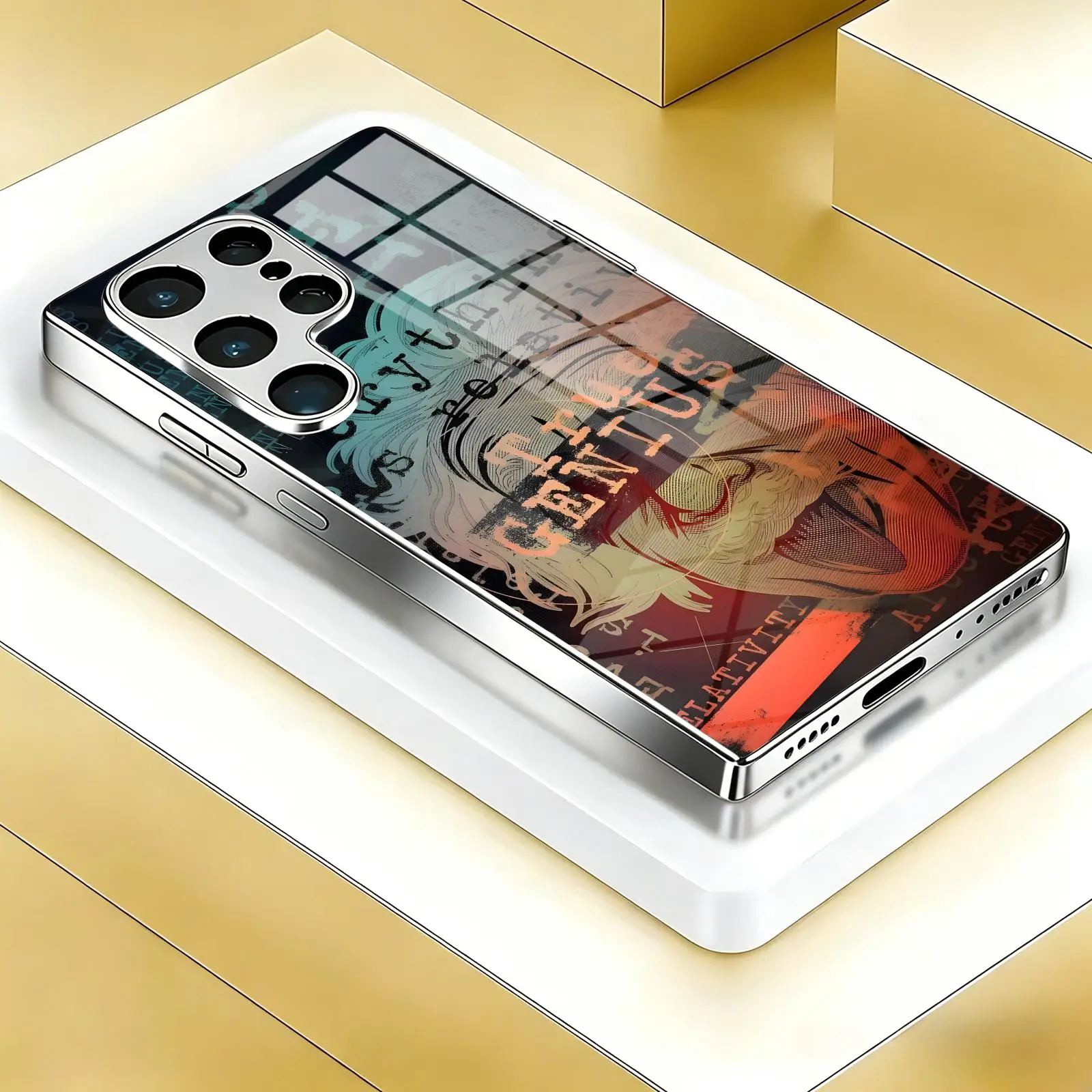scientist Albert Einstein Phone Case For Samsung S26 S25 S24 S23 S22 S21 Plus Ultra Note20 Electroplated glass Phone Case