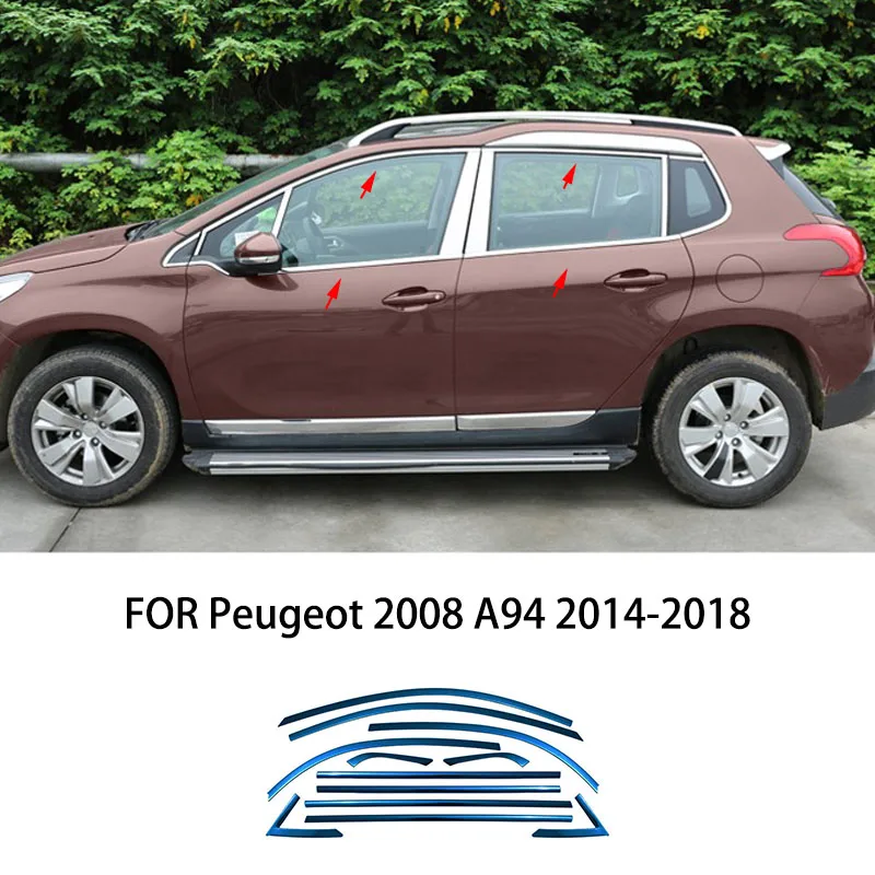 

Автомобильные аксессуары, подходят для Peugeot 2008 A94 2014-2018, хромированная нержавеющая сталь, литая полоса для внешнего окна, накладка на порог, боковая крышка