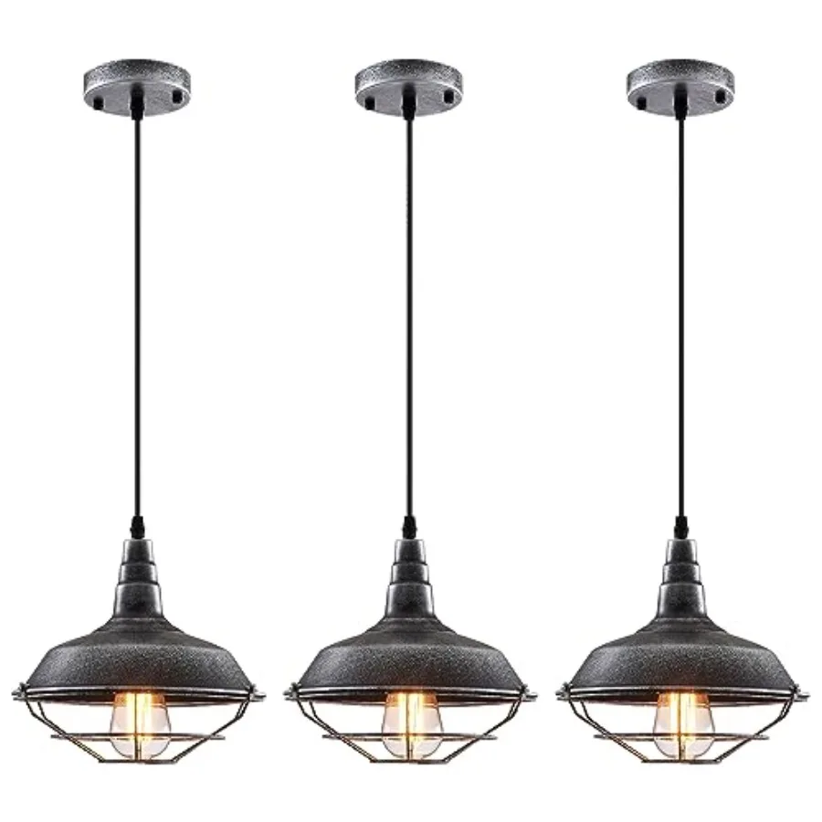 Matte Industrial Pendant Lights 3 Pack Set