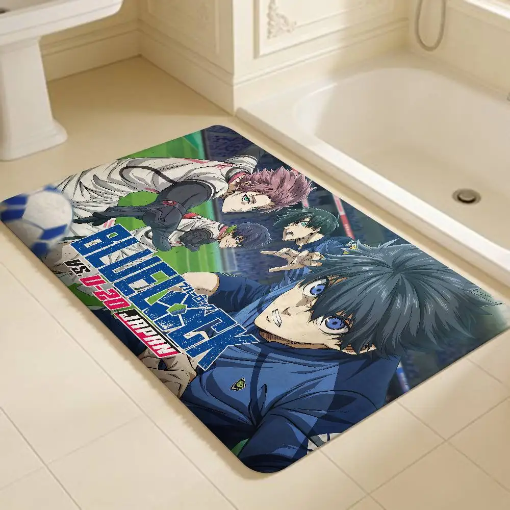 Football Anime B-Blue L-Lock Entrance Door Mat Nordic Style Bedroom Living Room Doormat Home Balcony Anti-Slip Modern Home Decor
