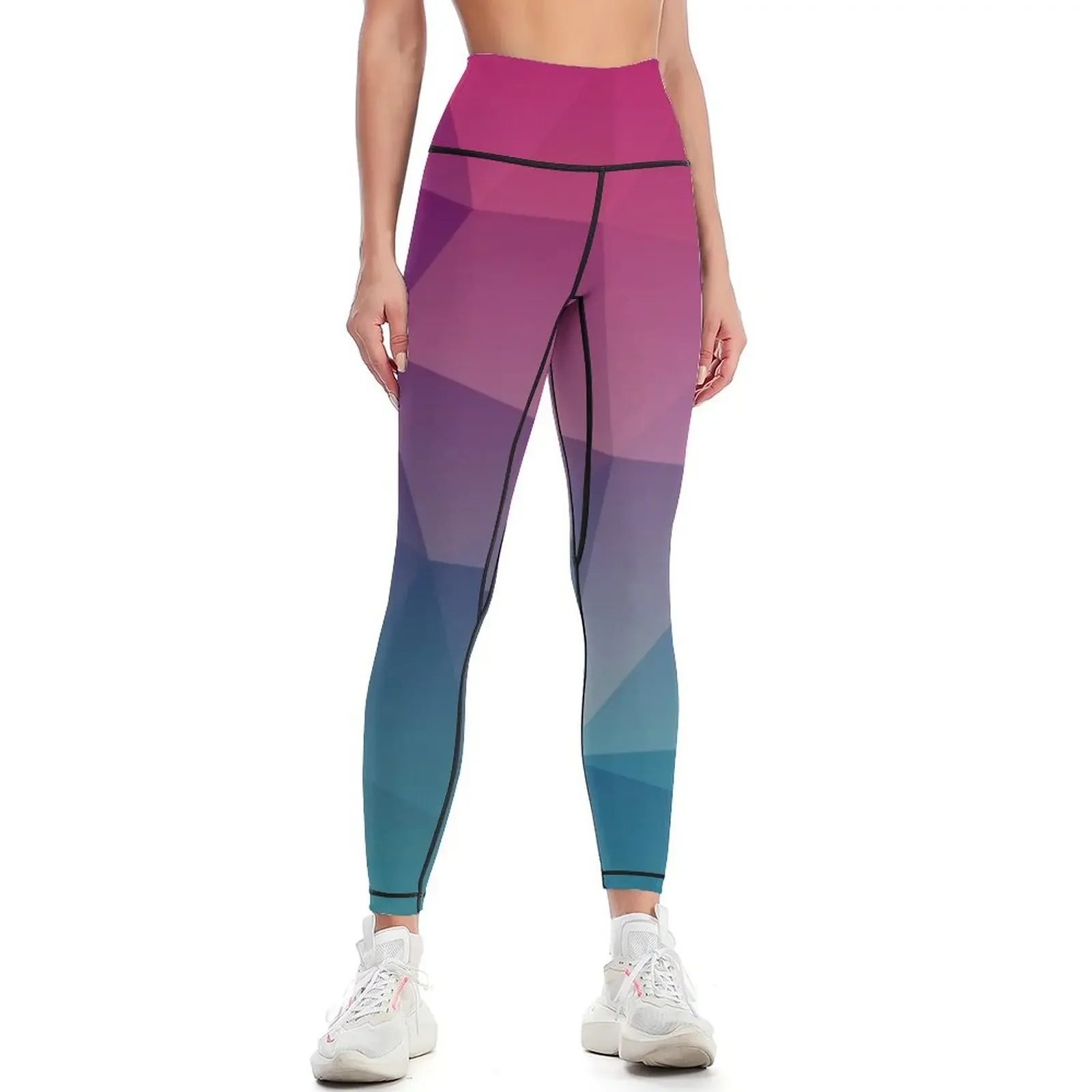 

Pink Geometric Leggings Golf wear Sports pants for Tight fitting woman Training pants Womens Leggings