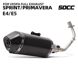 Motorcycle Full set System Exhaust muffler for vespa sprint exhaust primavera 3V 50cc e4/e5 2014-2024 Front Link Pipe