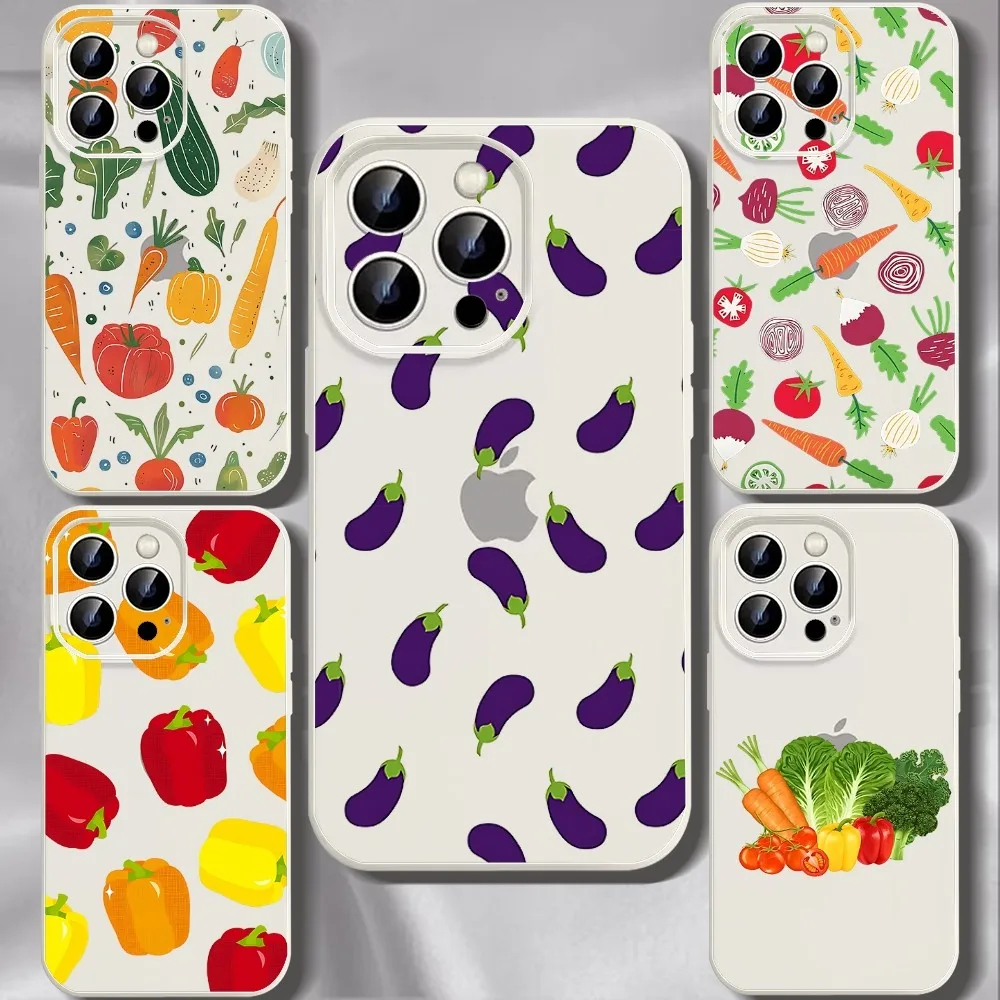 Vegetable Stew Phone Case For Iphone 11 13 14 15 16 Pro Max X Xr Xs Max Se2020 12mini White Cover Case