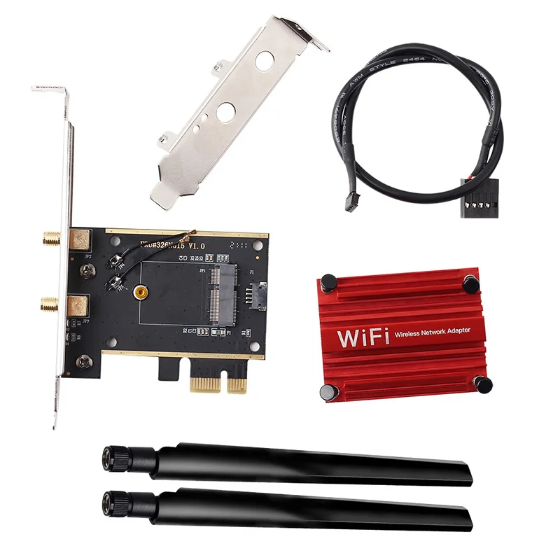 Wifi Adapter Converter M.2 NGFF To PCI-E WiFi Bluetooth Card With 6DB Antenna Intel AX210 M.2 Interface Network Card Universal