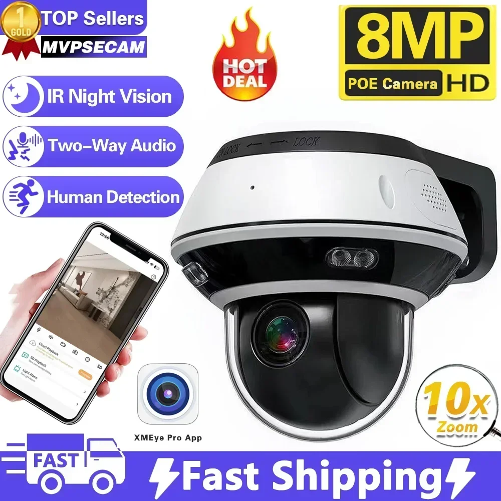 

4K 8MP Surveillance IP Camera POE 10X Optical Zoom 2160p Ultra HD Video Outdoor Security IP Cameras PTZ Smart Home CCTV XMEye