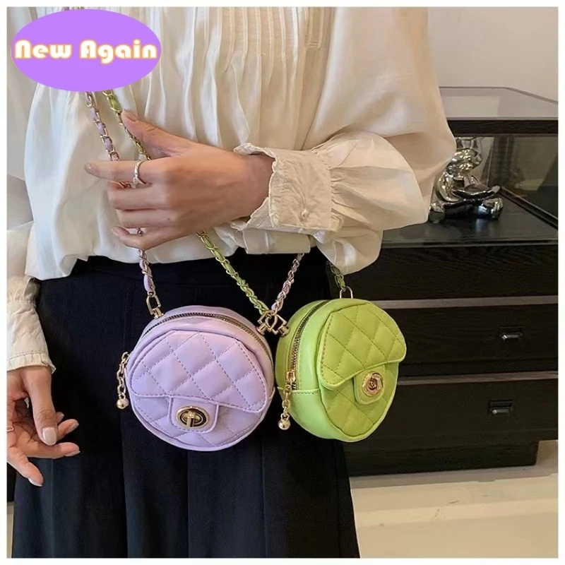 Bolsas de mensajero circulares para niños y niñas, bolsos de hombro de colores dulces, bolso cruzado Circular de pu, mini billeteras para niños pequeños, NA024