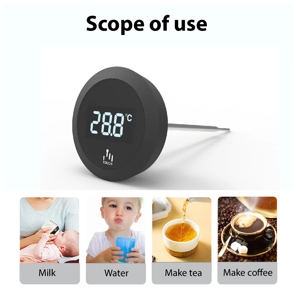 Imagem -06 - Termômetro Digital com Sensor de Testador de Temperatura Impermeável para Cozinha de Alimentos20120 ° c Touch Screen Leite Chá e Café Aço Inoxidável