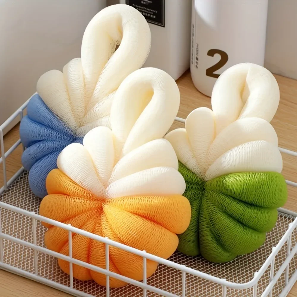 

Cute Pumpkin Shaped Bath Sponge with Mesh Balls for Body Wash and Scrubbing Bathroom Soft Scrubbing Bubble Net Bath Flower