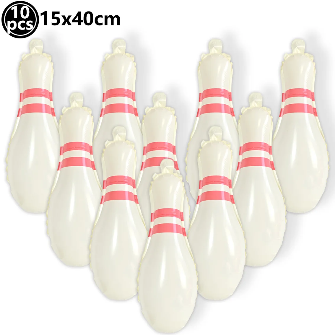 1/10 Stück Cremeweiße Bowling-Pin-förmige Folienballons für Bowlingbahn-Party, Sport-Fotorequisiten, Geburtstagsfeier-Zubehör
