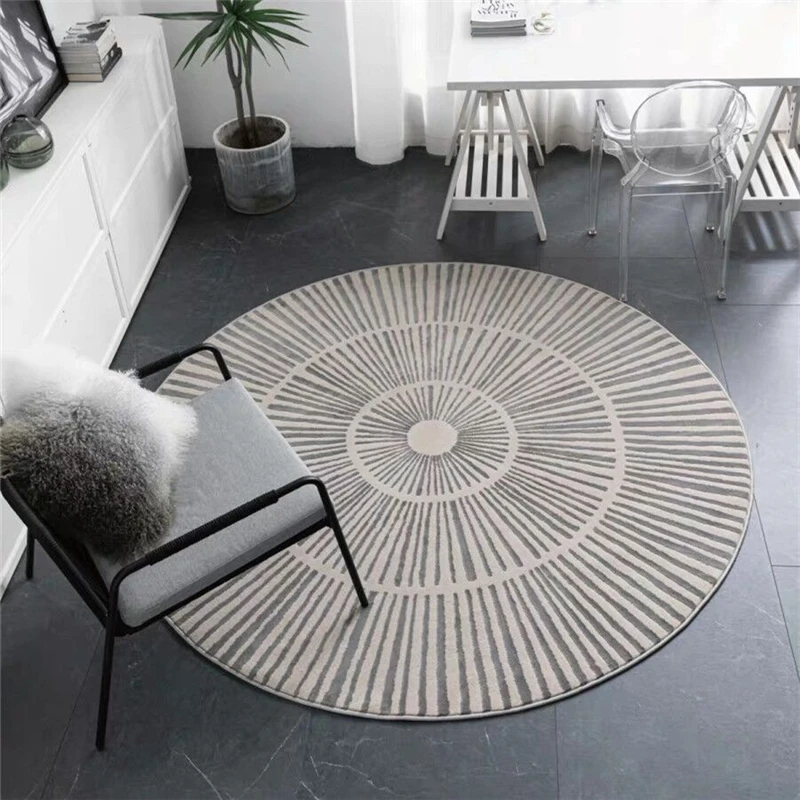 

Simple Modern Geometric Round Carpets Living Room Decoration Teenager Area Rug Sofa Coffee Table Mat Home Bedroom Decor Fur Rugs