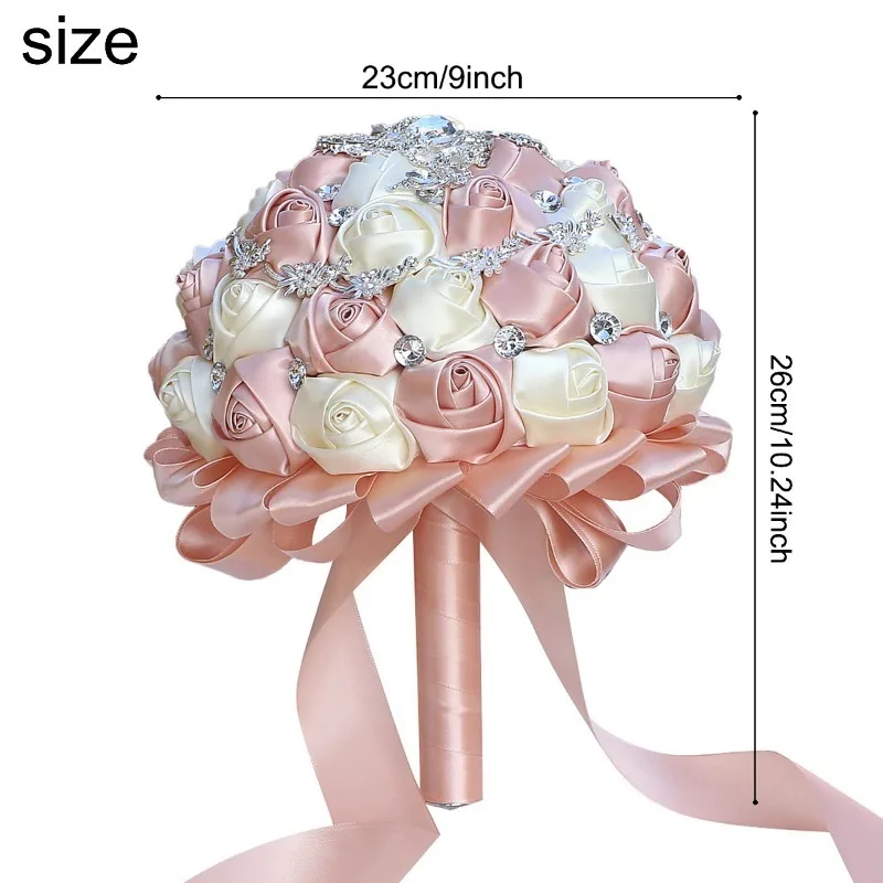 

Cross-border Supply Wedding Bouquet Bridal Rose Ribbon Bouquet, Rhinestone Handmade Bridesmaid Bouquet Wholesale