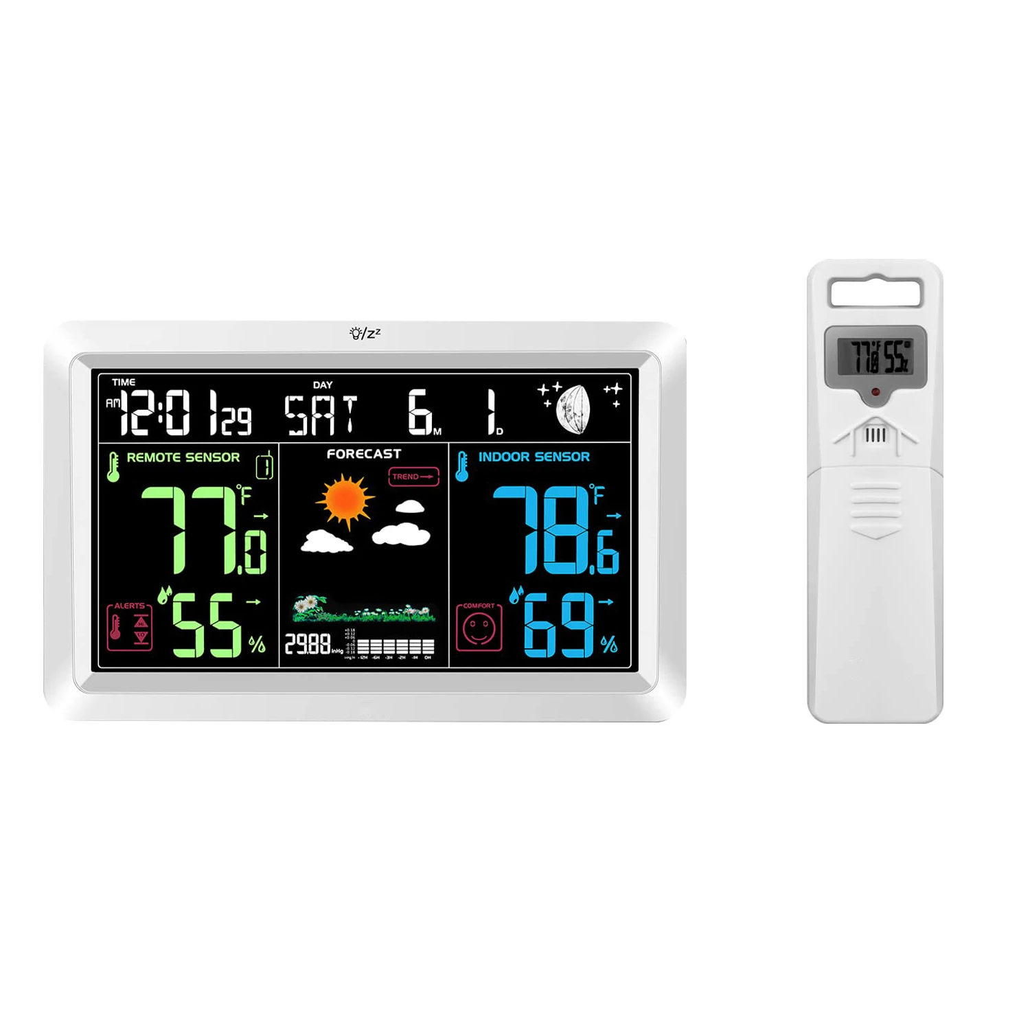 

Professional Wireless Weather Station with Digital Forecast Indoor/Outdoor Hygrometer Alarm Clock Color Display Plastic Material