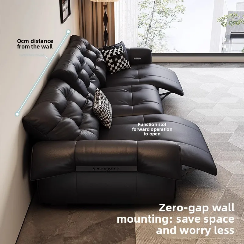 Sofa Living Room Italian Simple Sofa Cinema Automatic Retractable Adjustable Leather Sofa