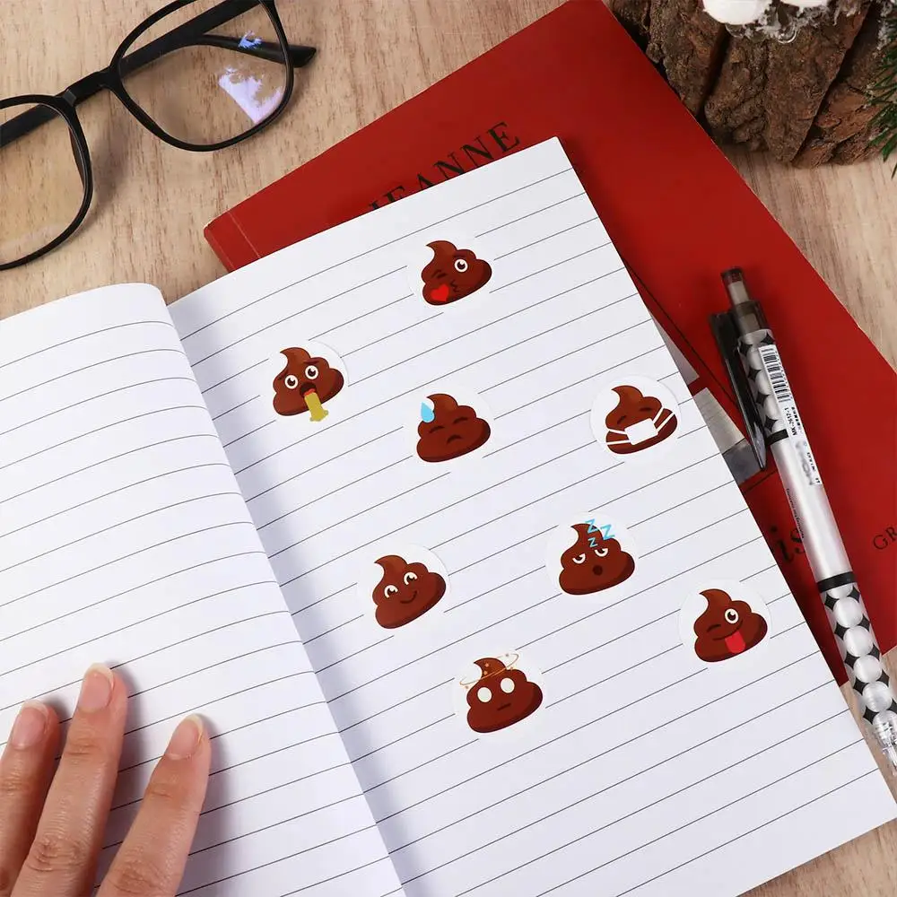 

500pcs Self-adhesive Poop Emoticons Sticker Funny 1inch Stationery Sticker Seal Reward Sticker Party Supplies