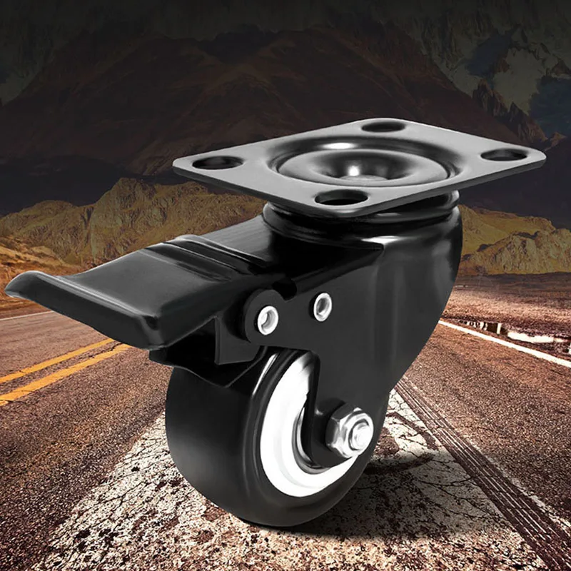 1/4pcs Furniture Casters Wheels Soft Rubber Swivel Caster black Roller Wheel For Platform Trolley Chair Household Accessori