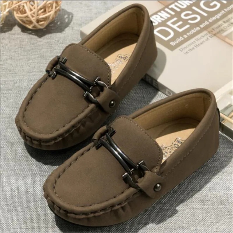 Zapatos planos de moda para niños y niñas, mocasines informales suaves sin cordones, color gris, otoño