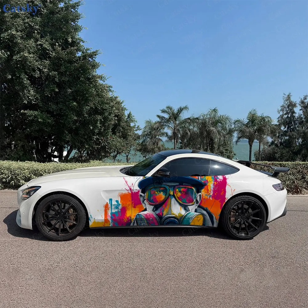 2pcs Splatter Graffiti Roar, Durable, Fade-resistant, Enhance Vehicle Aesthetics With Bold Artistic Design Car Vinyl Wraps