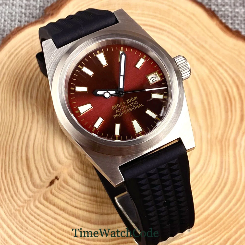 Tandorio 38mm 20ATM Diver Automatic Watch for Men NH35 Movement 200m Waterproof AR Coating Sapphire Crystal Sunburst  Dial Date