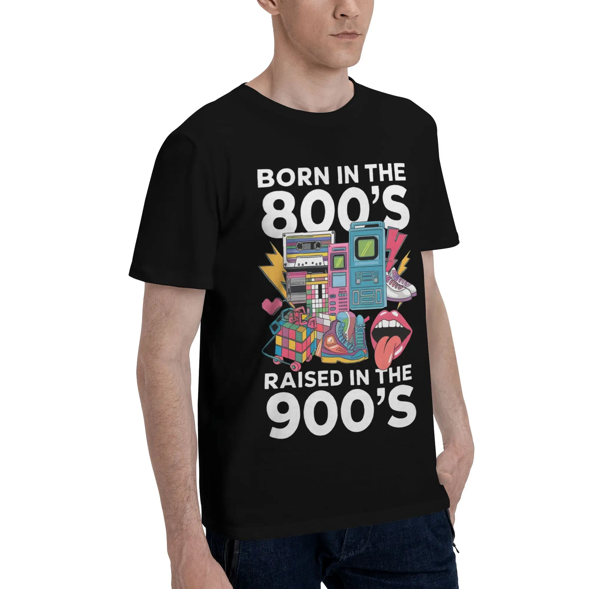 Born In The 80's Raised In The 90's Tee Shirt for Men Women Graphic Printing T Shirts  Cotton Clothing