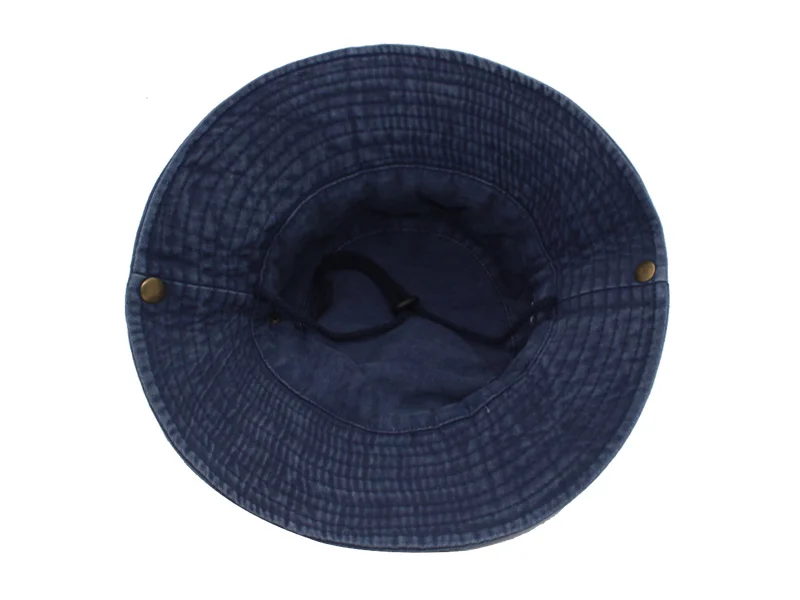 Breitkrempiger Bucket Hat für Damen und Herren, aus gewaschener, einfarbiger Baumwolle, ideal als Sonnenhut für den Außenbereich, als Reisehut oder als flacher Hut für Angeln, Wandern, Strand und Sport. – Detail 6