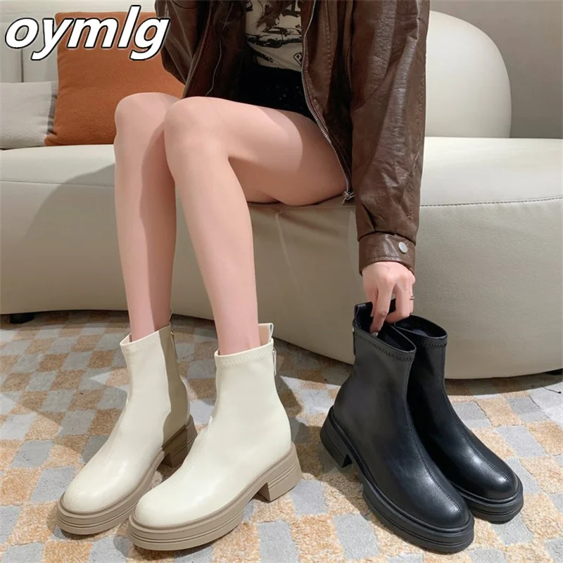 

Thick soled thick heel slimming women's boots 2023 autumn and winter new versatile elastic slim short boots heels women