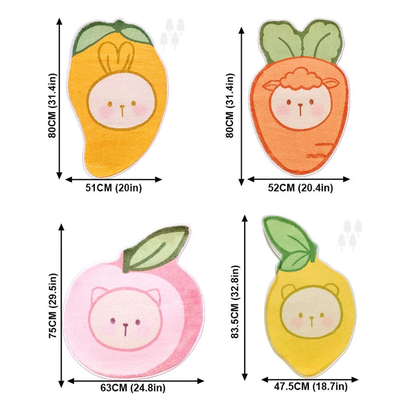 Fruit Imitation Cashmere Shaped Carpet Bedside Cute Cartoon Children's Room Floor Mat Bathroom Living Room Balcony Carpet Decor