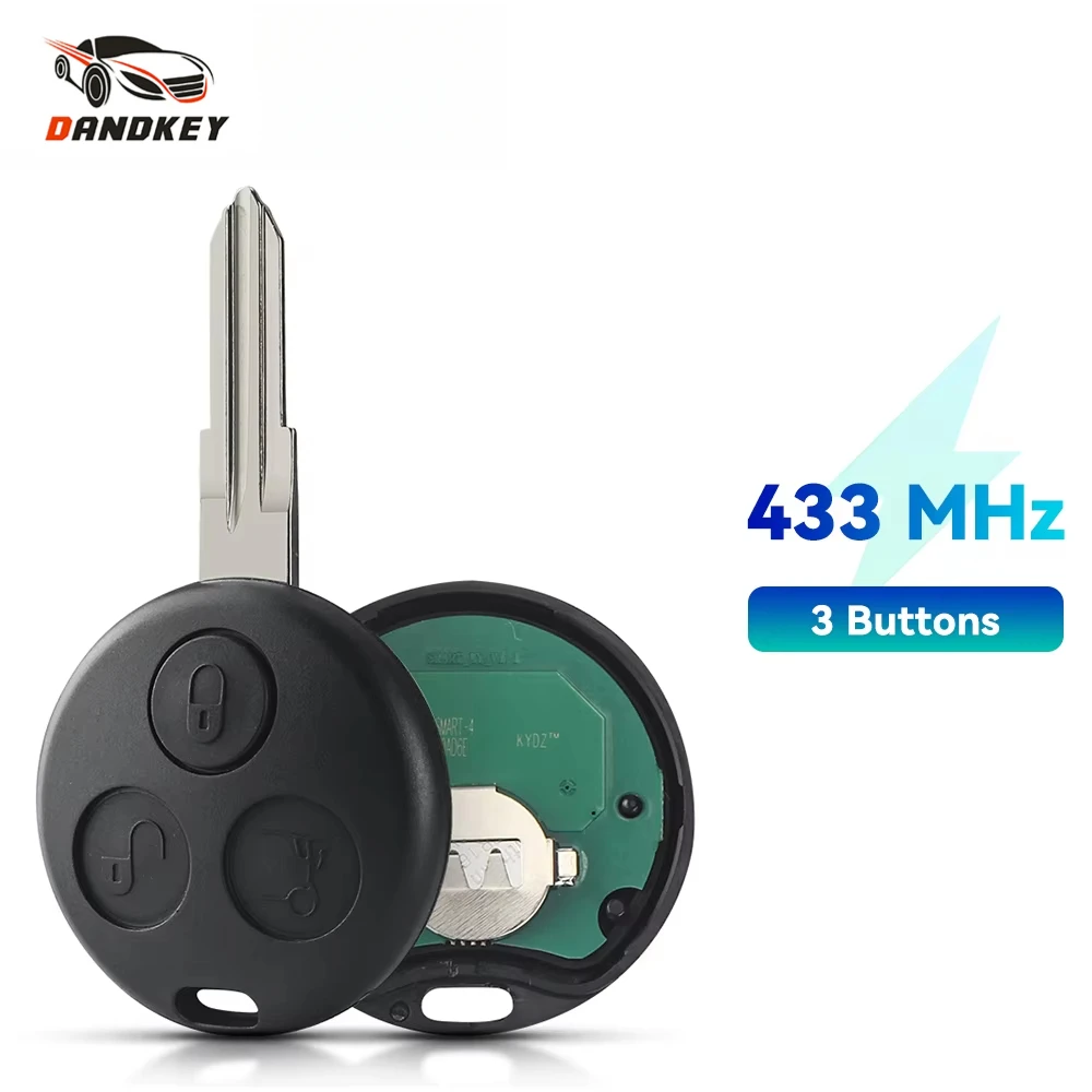 

Dandkey 433MHz Car Remote Key 3 Buttons For Mercedes Benz Smart Fortwo ForFour 450 Passion Roadster City Crossblade Cabrio Coupe