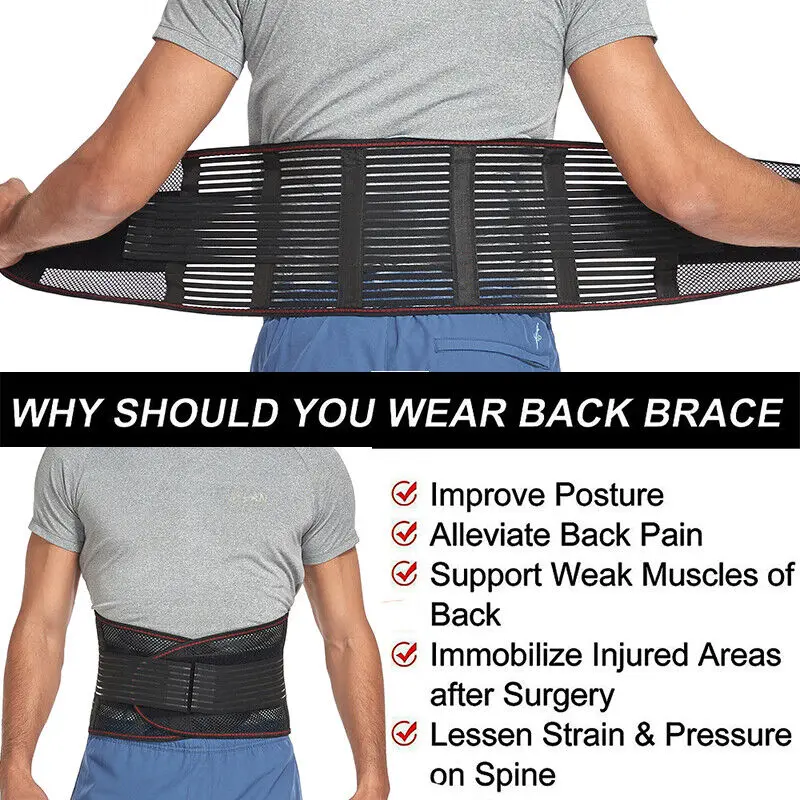 Cinturón de soporte para la espalda para hombre, protección ortopédica Lumbares, soporte para la columna vertebral, entrenador de cintura, corsé