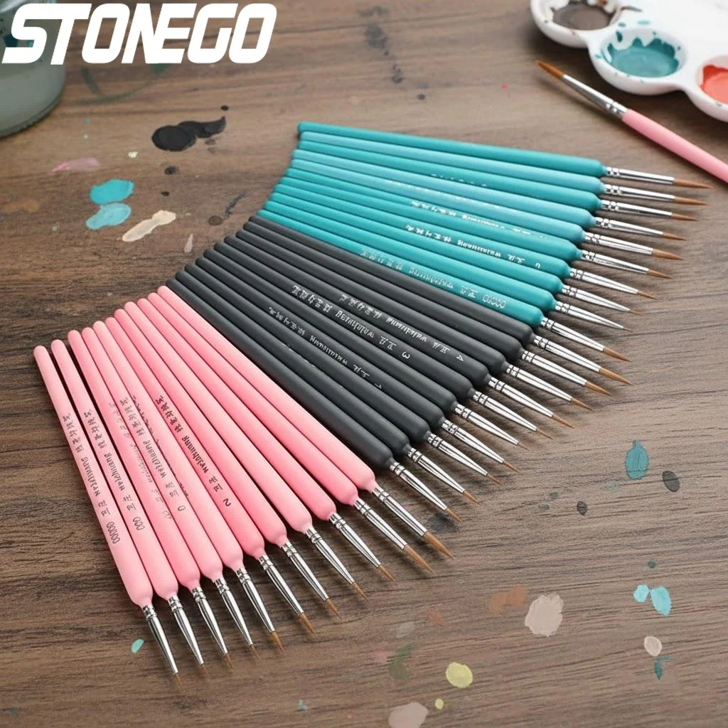 

11Pcs Miniature Hook Pen Watercolor Soft Hair Oil Painting Long Hair Hand Painted Brush Gouache Acrylic Art Supplies