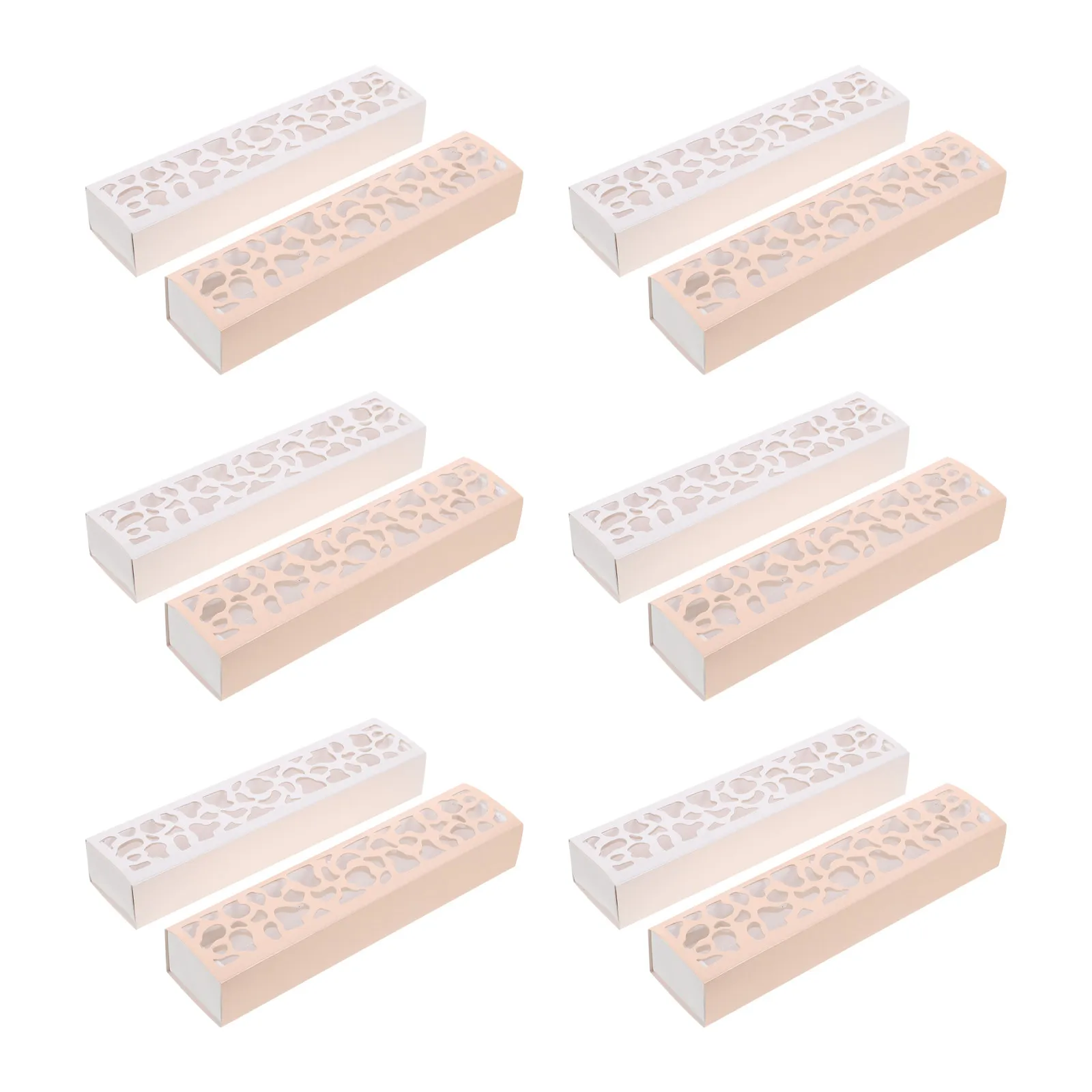 10Pcs Macarons Container Food Safe Paper Packaging Box Hollow Design for Macarons Cookies Truffles Mini Cakes Bakery Dessert