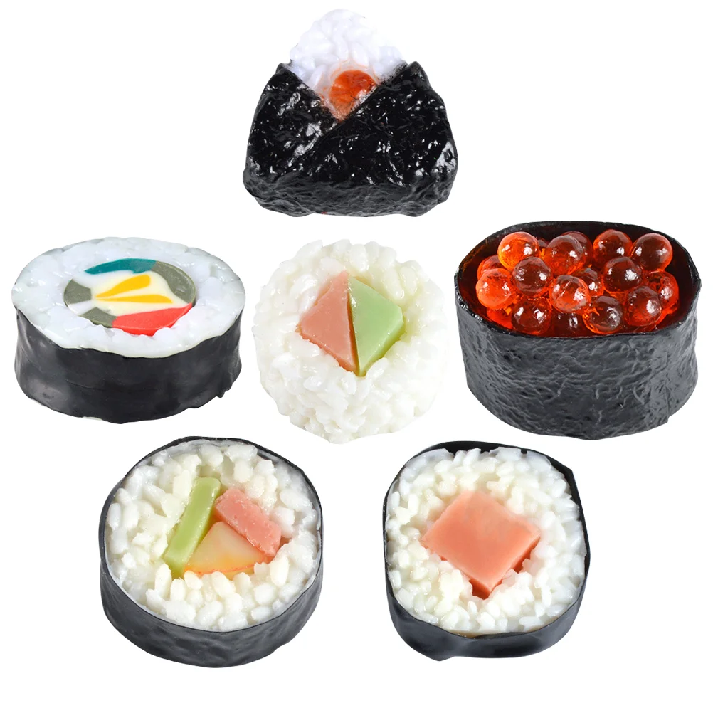 

6 Pcs Lifelike Sushi Toy Simulation Artificial Accessories Faux Food Prop for Photography Display Reusable Japanese Model Decor