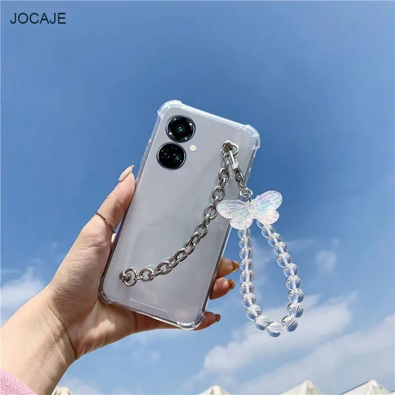 For Tecno Camon 19 Neo Clear Transparent Soft Case For Camon 18i 18P 17P 17 19 Pro 3D Hand Chain Wriststrap shockproof Cover