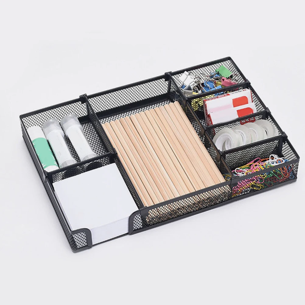 

Office Storage Tray for Desk Drawer Metal Multi-Compartment Desktop Organizer Tray Workstation Tidy Solution Metal