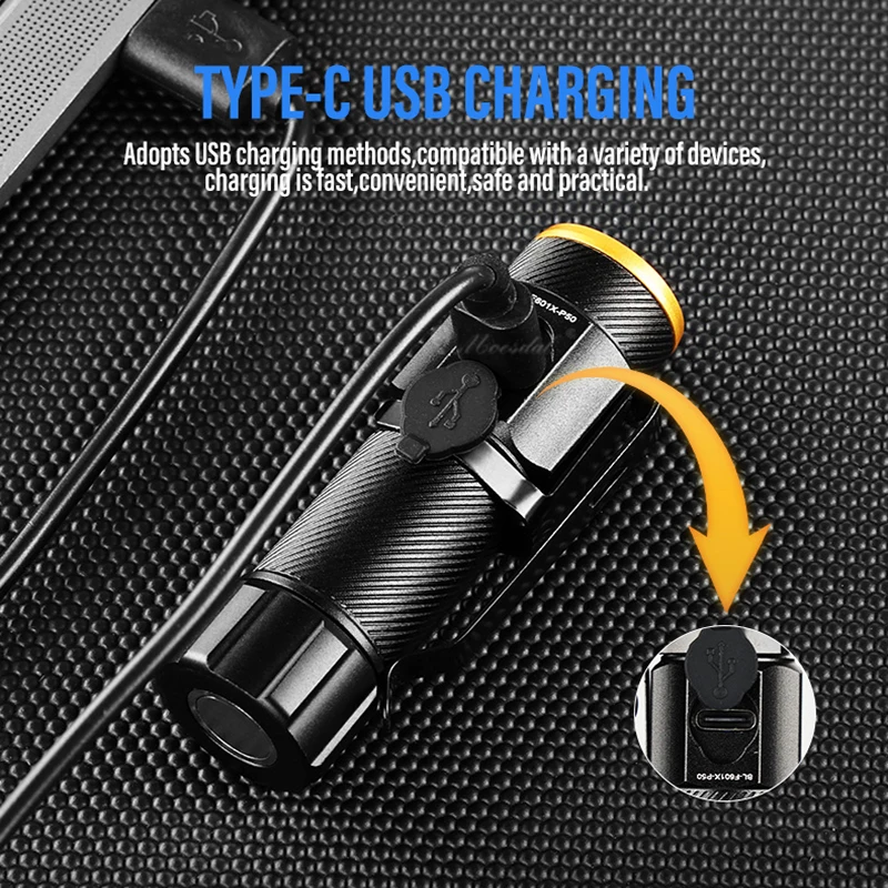 Powerful XHP50 LED Flashlight Waterproof Outdoor Mini Torch USB Rechargeable Hat Clip Lights Camping Fishing Lantern with Magnet