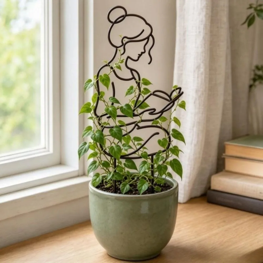 Iron Character Silhouette Plant Stand Strong Load Bearing Hollow Out Plant Climbing Trellis Weather Resistance