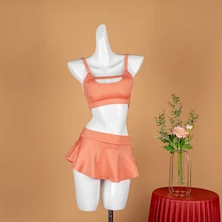 Hope&Win Newest Pole Dance Clothing Sexy Women Skort-Shorts and Skirts Party Clubwear Shekey Set Summer Colors Coral Lyca