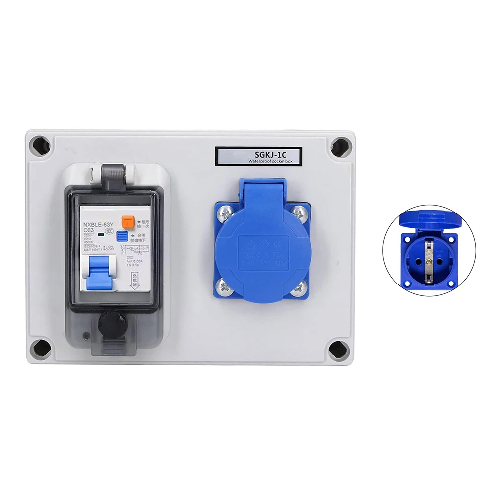 Wall Distributor 16A 250V with 63A Circuit Breaker Residual Current Protection for Construction and Industrial Sites