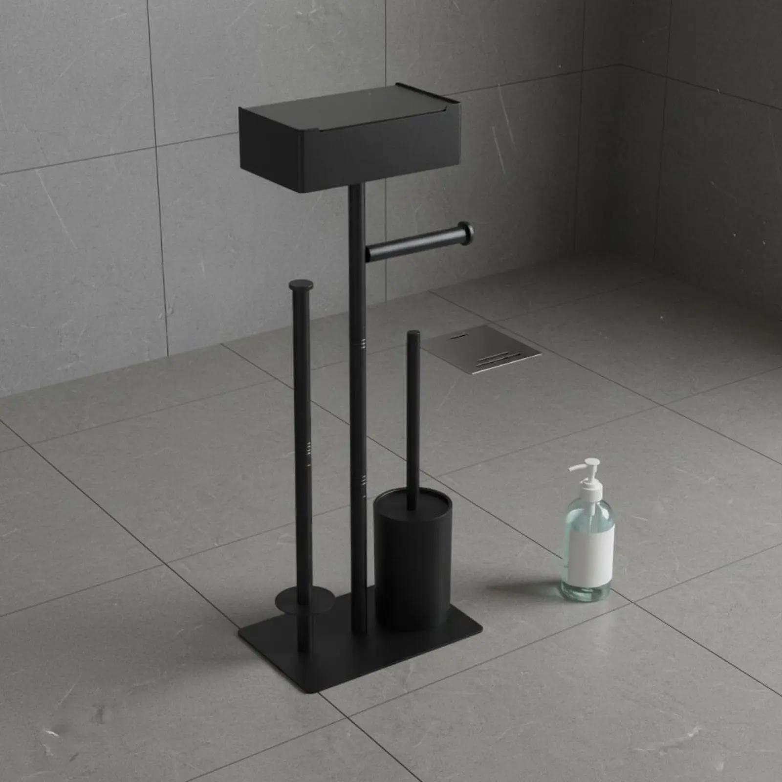 

Toilet Paper Stand with Brush and Shelf Space Saving Bathroom Storage Rack with Toilet Brush Bathroom Tissue Storage Rack