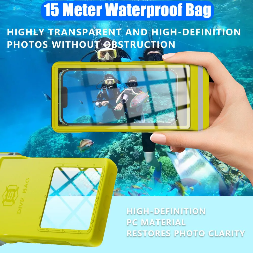 

General Size 7 inch 15 Meter Deep Waterproof Bag Case For Huawei Honor Xiaomi Redmi POCO Oneplus Samsung iPhone Diving Swim
