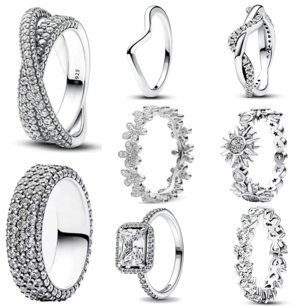 خاتم مربع جديد من الفضة عيار 925 لعام 2025، مقاس 6 7 8 9، مناسب لمجوهرات رائعة عالية الجودة للنساء في حفلات الزفاف