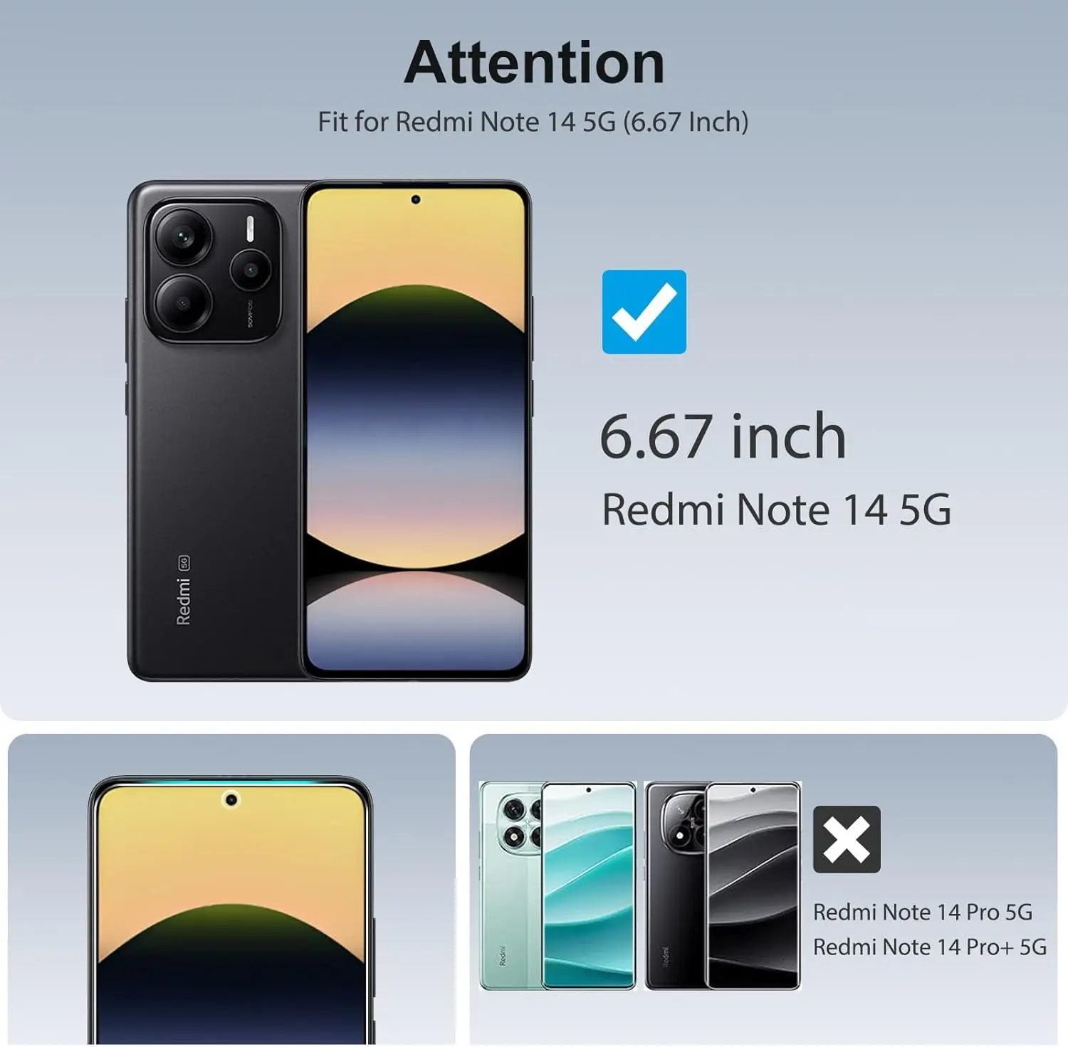 Redmi Note 14 5G HD 강화 유리용 9H 화면 보호기 2/4개 - 3