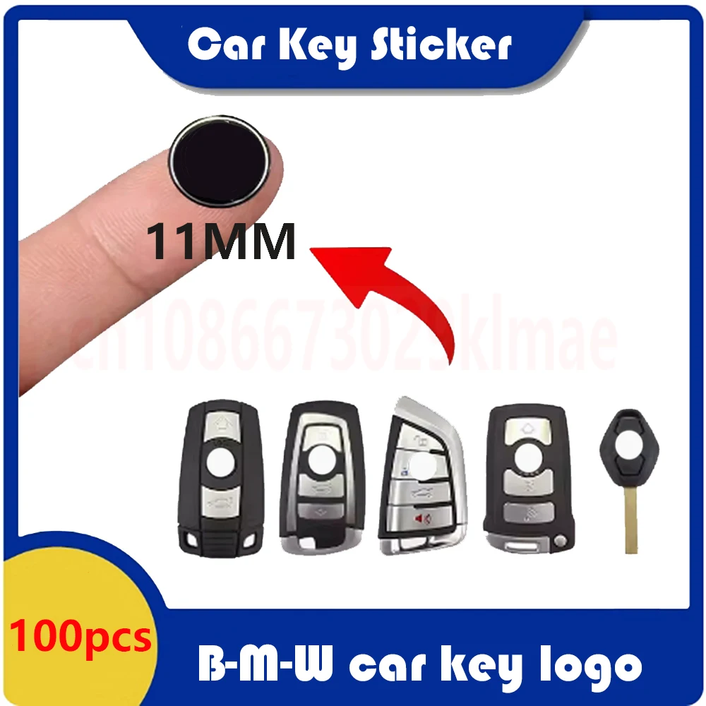 100pcs/Lot Car Key 11mm Car Key Stickers For BMVV Smart Remote Control Cover Fob Case Round Badge Emblem Symbol Metal Logo