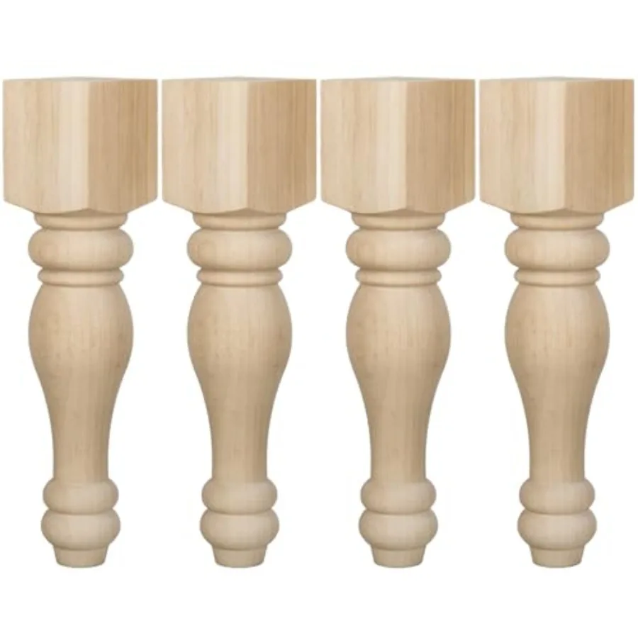 

Набор из 4-х массивных деревянных ножек для стола/стула, 16x3.5x3.5 дюйма, необработанные, токарной обработки, для кухонной столешницы