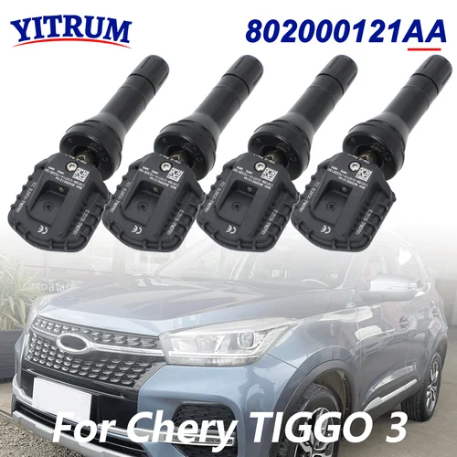 Sensor de presión de neumáticos TPMS para Chery Tiggo 3 2021 2022 2023 802000012 AA 802000121 Sistema de monitoreo de presión de neumáticos AA 433MHz 1/4PCS