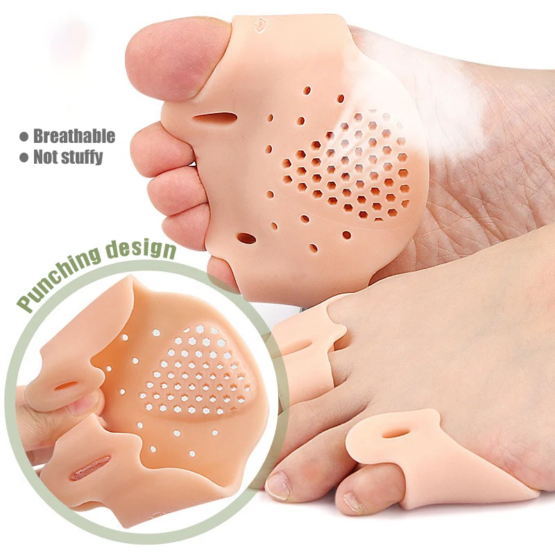 1pairs Gel Forefoot Pad Big Foot Bone Orthopedic Insole Hallux Valgus Toe Splitter Shock Absorption Massage Forefoot Cushion