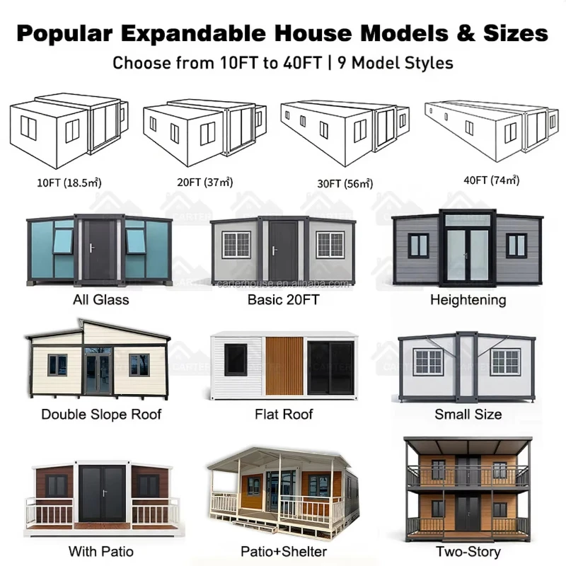 Custom 20-foot Prefabricated Expandable Houses, Sandwich Panel Container Houses, 2-3 Bedroom Villas, Small Folding Houses