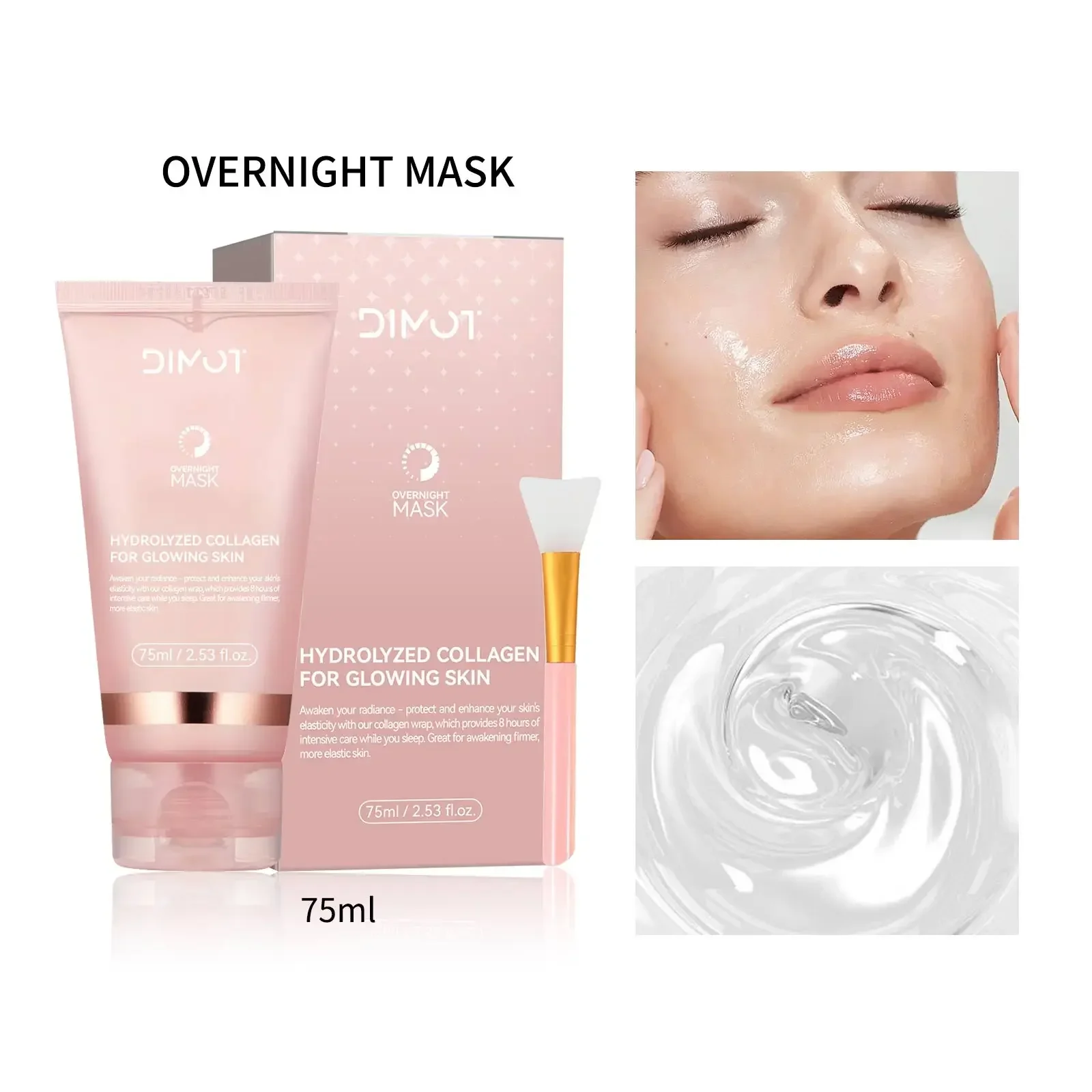 Tightening & Brightening Peel Mask with Collagen 75ml - Reduces Slackness, Boosts Moisture & Improves Skin Radiance Overnight.