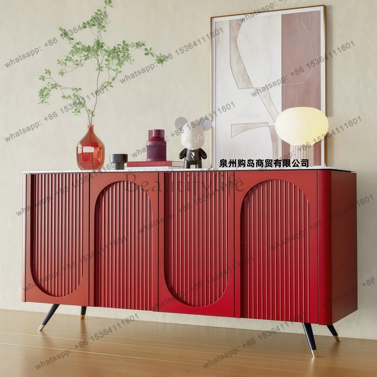 Italian light luxury paint dining side entrance cabinet living room wall storage decorative cabinet