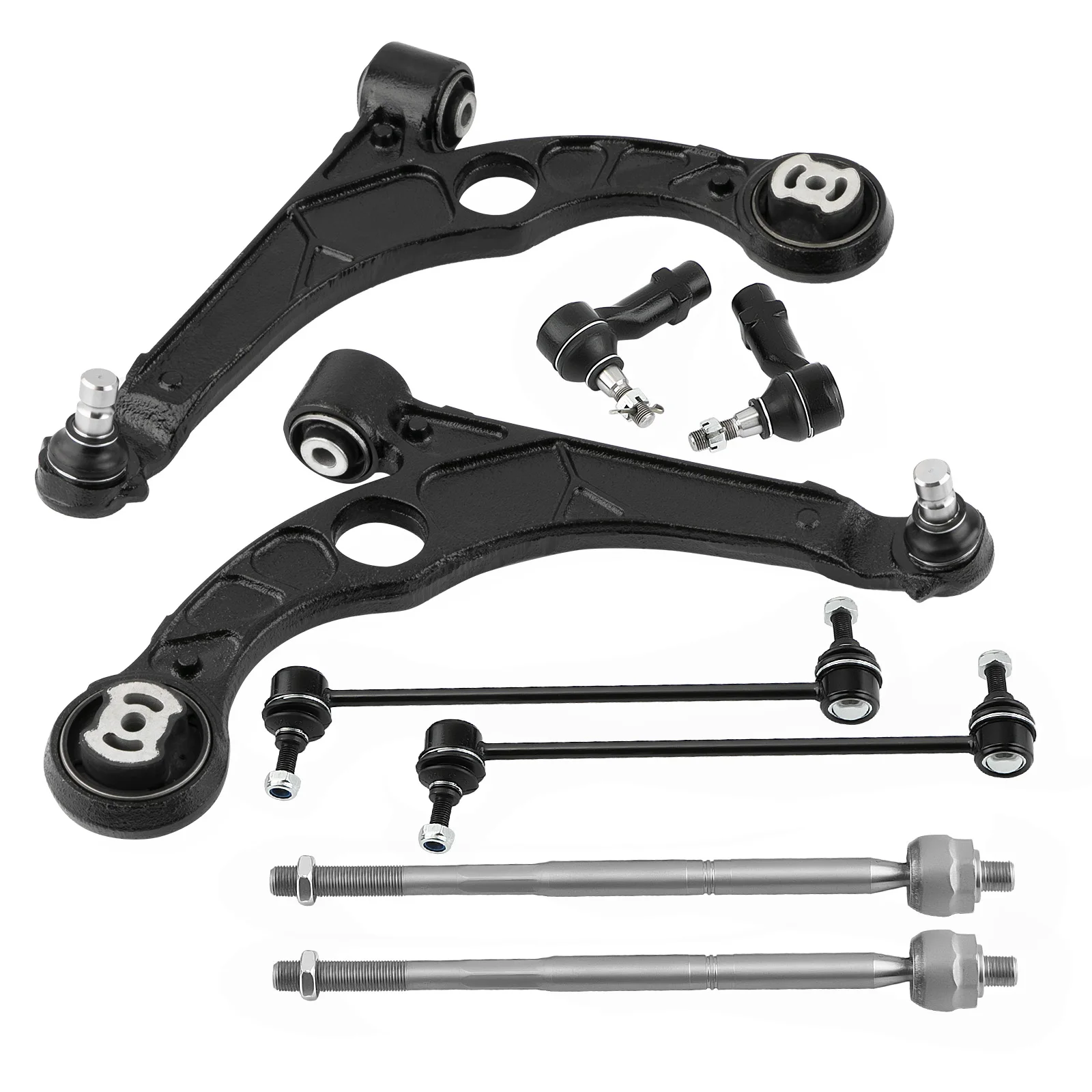 8x Front Lower Control Arms Inner & Outer Tie Rods Sway Bars for Dodge Dart 2013-2016