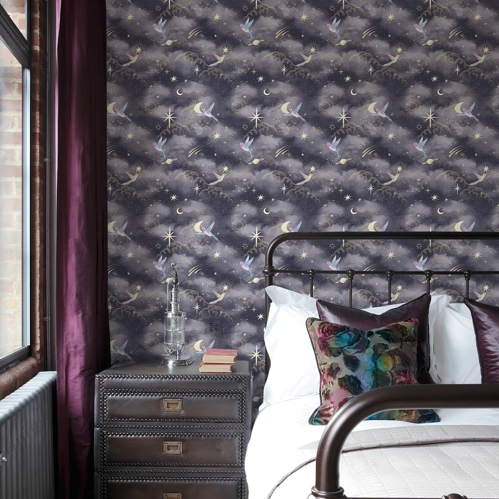حالمة السماء المرصعة بالنجوم ذاتية اللصق خلفية غرفة نوم ديكور المنزل خلفيات PVC مقاوم للماء الأثاث القابل للإزالة ملصقات الحائط